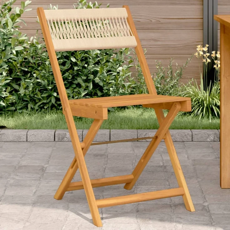 vidaXL Bistrostühle 2 Stk. Beige Massivholz Akazie und Kordel 367680 – Bild 1