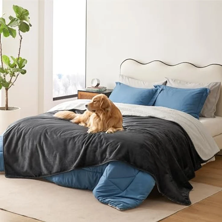 Lesure wasserdichte Hundedecke Grosse Hunde - 229x218 cm waschbar Hundedecke Outdoor, XXL Fleece Sofaschutz Decke groß, Katzendecke flauschig für Couch, Dunkelgrau – Bild 8