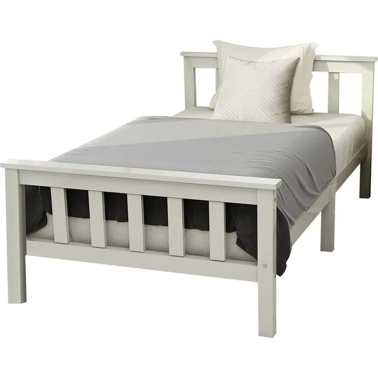 FUROKOY Einzelbett Einfaches und praktisches weißes Holzbett 90x200 cm mit Lattenrost, (Schlafzimmer Bettsets, 1-tlg, Massivholzbett Kiefer Jugendherberge Jugendbetten), Einzelbett für kleine Schlafzimmer und als Gästebett