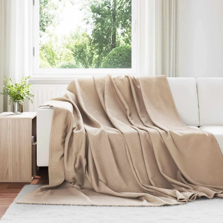 vidaXL Überwurfdecke Kamel 270 x 240 cm Fleece 42017012 – Bild 1