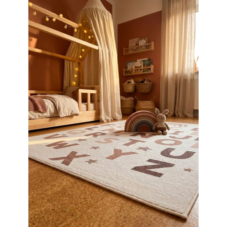 KADIMA DESIGN Kinderteppich TINO Kinderteppich Waschbar Kinderzimmer Schadstoffgeprüft, Läufer, Höhe: 10 mm, Creme, 80x150 cm, Kinderteppich Waschbar Spielteppich – Bild 2