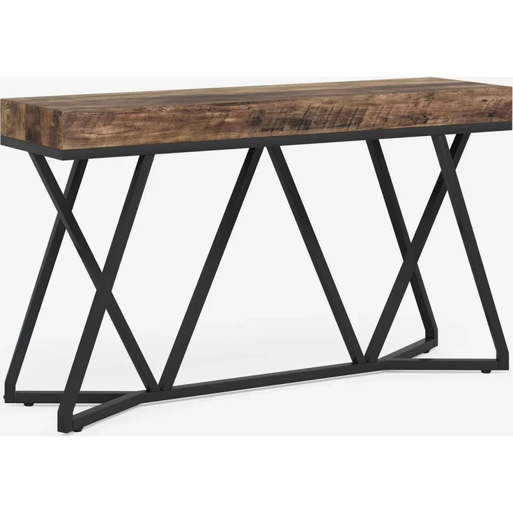 Konsolentisch 90 x 140 x 30 cm, Holzoptik mit Metallgestell, industrial – Bild 5