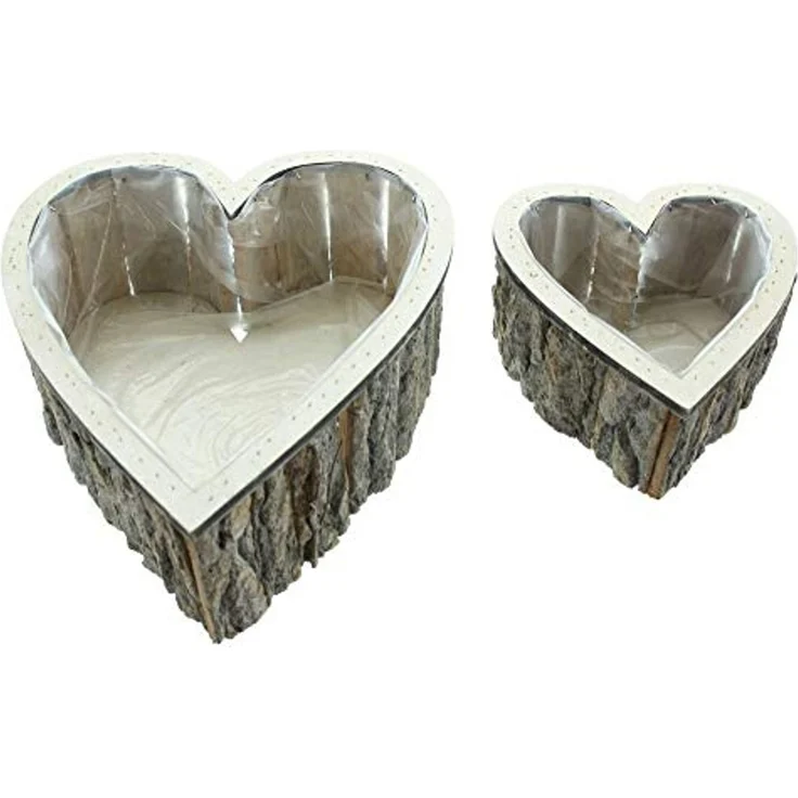 Pflanzherz Rindenstücke 2er Set Blumenkasten Pflanzkorb Pflanzschale Blumentopf – Bild 3