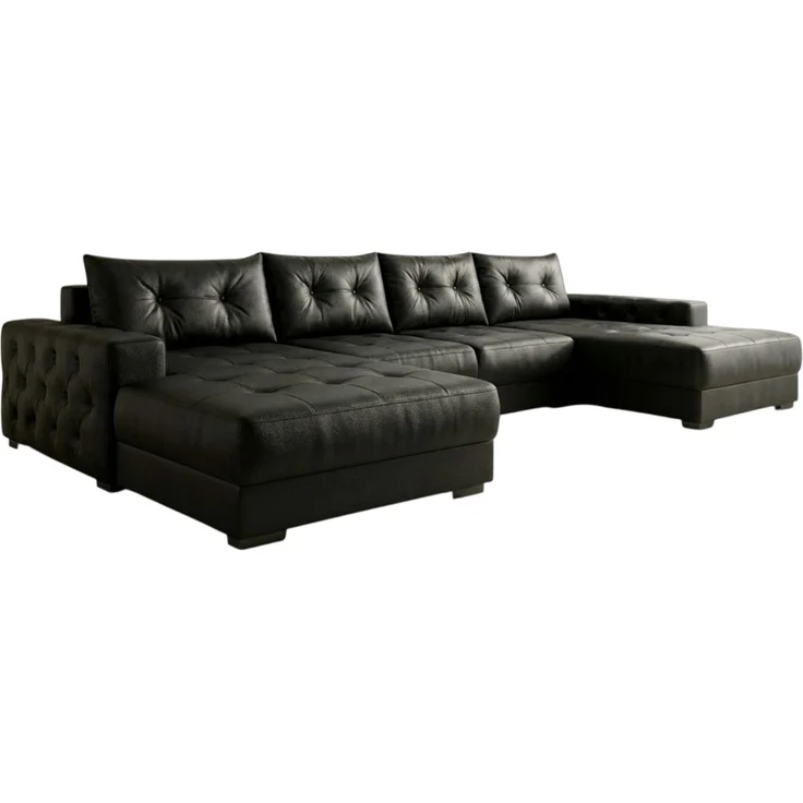 Ecksofa MODENA 320 cm x 185 cm – Stoff: ECO CAYENCE Schwarz 1114 Farbe: Schwarz – Bild 4