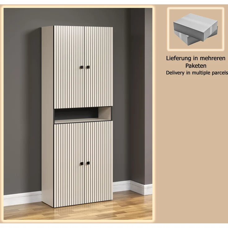 Badezimmer Hochschrank Bliss in Evoke Eiche und grau 70 x 186 cm – Bild 9