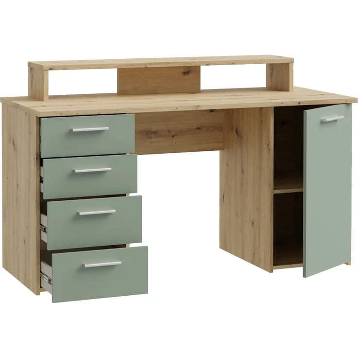 Schreibtisch 'Net' in Artisan Eiche und Salbei - 145 x 90,7 x 60 cm – Bild 6