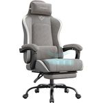 SONGMICS Gaming-Stuhl, Bürostuhl, Schreibtischstuhl, ergonomischer Gaming-Sessel, Sitzkissen mit Federn, Fußstütze, Armlehnen mit Synchronmechanik, taubengrau