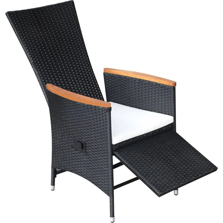 Garten-Liegestühle 2 Stk. Sonnenliege mit Auflagen Poly Rattan Schwarz – Bild 4