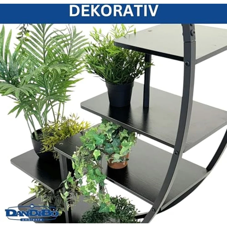 DanDiBo Blumenregal indoor 170 cm Hoch Metall Schwarz Halbrund 96585 Blumentreppe Groß Rund Pflanzenständer Modern Design – Bild 4