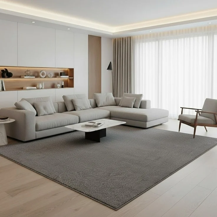 Fashion4Home - Einfarbiger Kurzflorteppich für Wohnzimmer, Kinderzimmer, Schlafzimmer, Arbeitszimmer, Büro, Flur und Küche, Farbe: Hellgrau, Größe: 200x290 cm