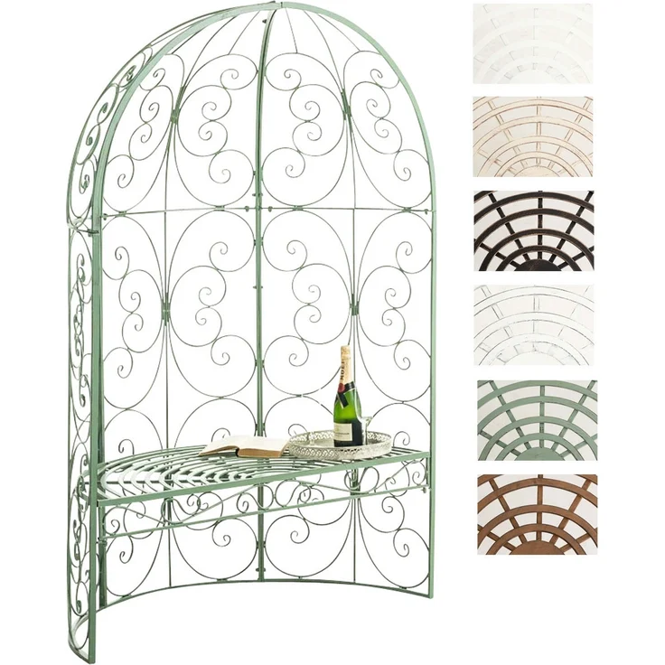 CLP 'Rosie' Halbpavillon mit Sitzbank, Eisen mit Pulverbeschichtung, 178 x 58 x 120 cm, Antik Grün – Bild 2