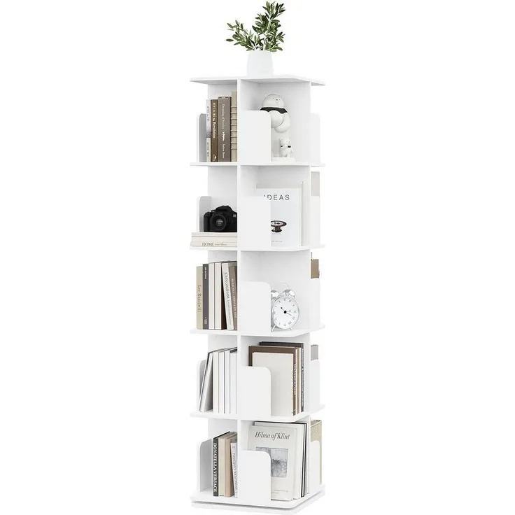 EUGAD Bücherregal, 1-tlg, Bücherschrank mit 5 Ebenen, 360° drehbar, 40x155x40 cm