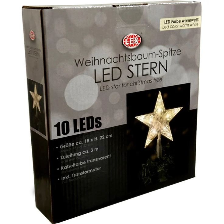 LED Baumspitze Stern Weihnachtsbaumspitze 10 LEDs Kabel transparent – Bild 4