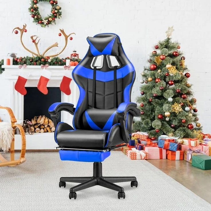 Ferghana Gaming-Stuhl Gaming Sessel mit Fußstütze,Kopfstütze,MassageLendenkissen (Packung), Ergonomisch Gaming Stuhl für Gamer YouTube Livestreaming Xbox – Bild 4