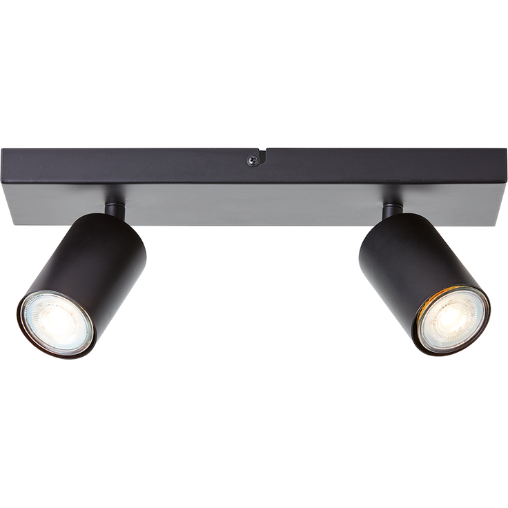 Brilliant Jello LED Spotbalken 2-flammig - Deckenleuchte aus Metall in Schwarz matt mit schwenkbaren Köpfen, inkl. 2× LED GU10 (350 lm, warmweiß), dimmbar, IP20