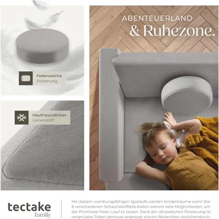 tectake Kindersofa Spielsofa, 8-teilig, flexible Anordnung – Bild 8