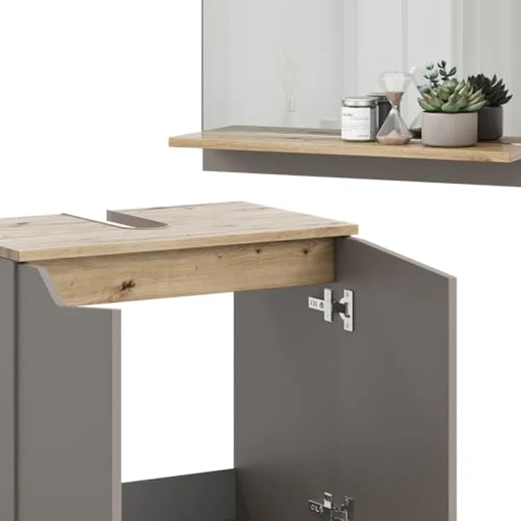 Badmöbel-Set Marelle Greige 3 Teile, mit Hochschrank Vicco – Bild 7