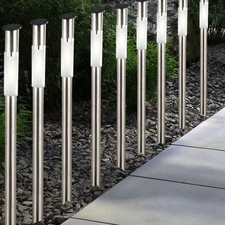 3er Set Solar-Steckleuchte, Edelstahl, H 70 cm – Bild 8