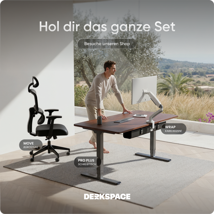 DESKSPACE PRO Plus Elektrisch höhenverstellbarer Schreibtisch, 160x80 cm Stehpult mit Memory-Funktion, Mahagoni Tischplatte, Graues Gestell – Bild 9