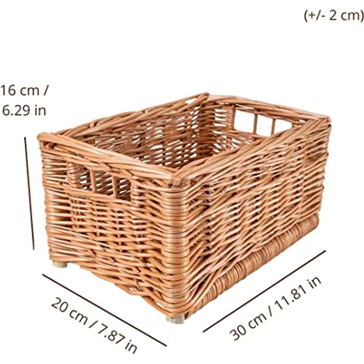 Creative Home Holzkiste Weidenkorb Aufbewahrungskorb, Handgeflochten, Haltbar (1 St), Korb Geflochten Naturkorb mit Griffen Aufbewahrung – Bild 4