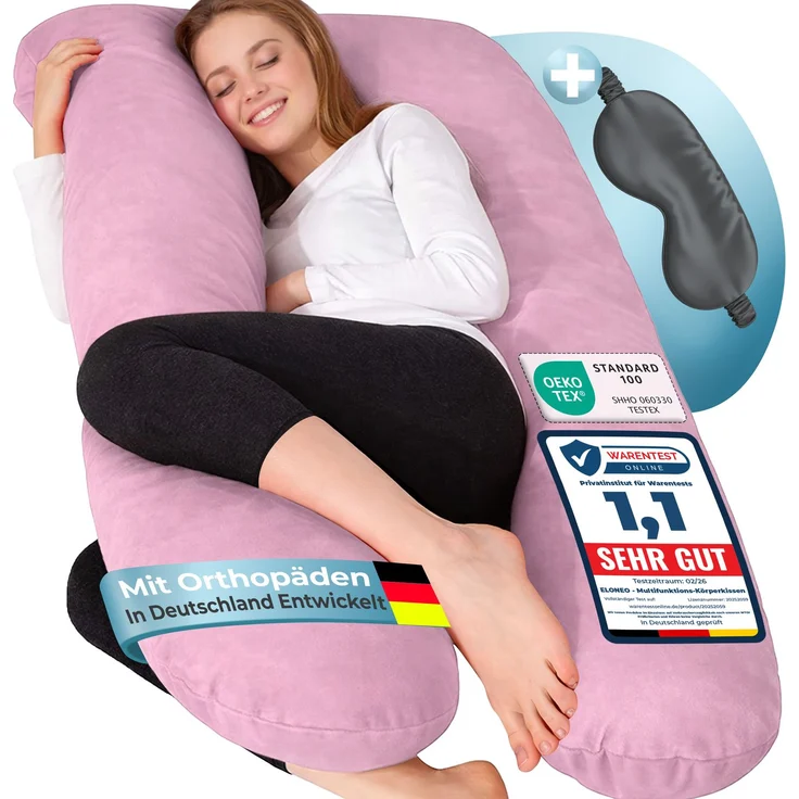 ELONEO Seitenschläferkissen XXL - Multifunktionskissen mit Bezug, formstabil, druckentlastend, bequem – Bild 1