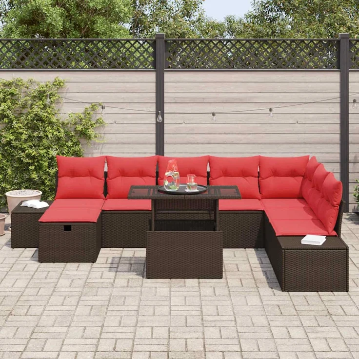 vidaXL Gartensofa-set 9 stk. Braun Poly-Rattan 3361233 – Bild 3