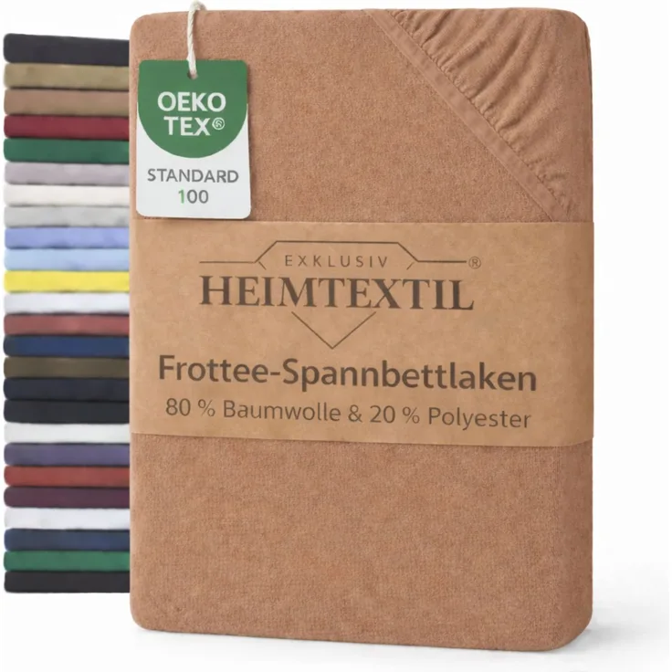 EXKLUSIV HEIMTEXTIL Frottee Spannbettlaken Premium 180 - 200 x 200 cm Nougat 80% Baumwolle 20% Polyester Öko - Tex Zertifiziert Bed-Sheet Bettlaken Spannbetttuch