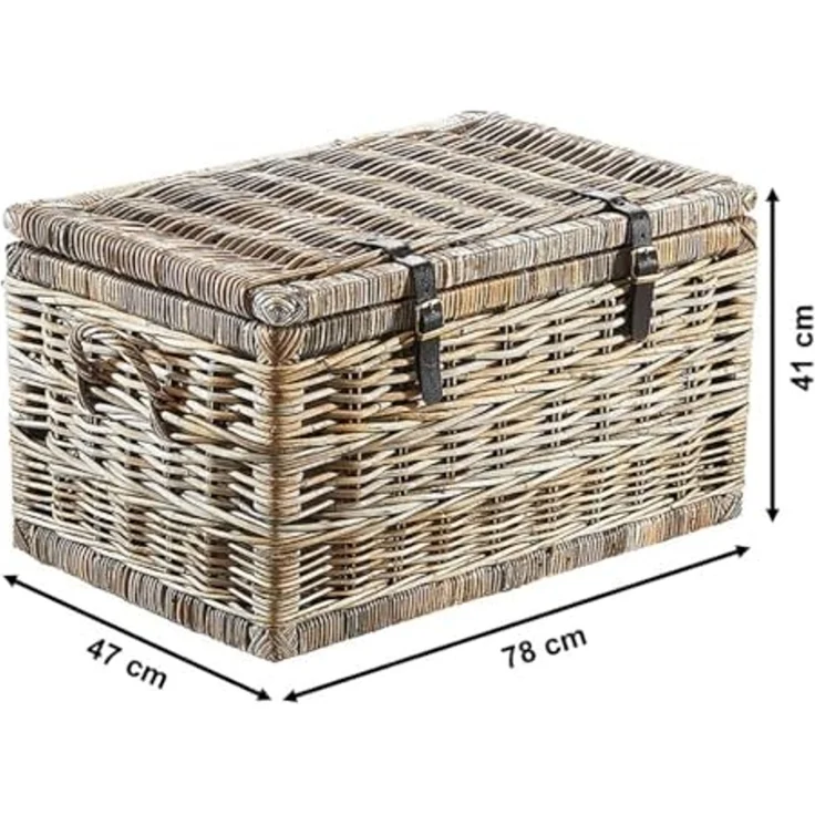 Kobolo Truhe Sitztruhe aus Rattan mit Griffen Kubu Grau 70 cm (1 St), mit Stauraum – Bild 3