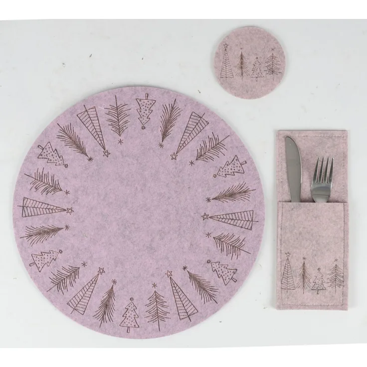 WH Filz-Platzset Baum-Design ca. Ø 35 cm | dekoratives Platzset für Weihnachten und festliche Tischdekoration | 24 Stück