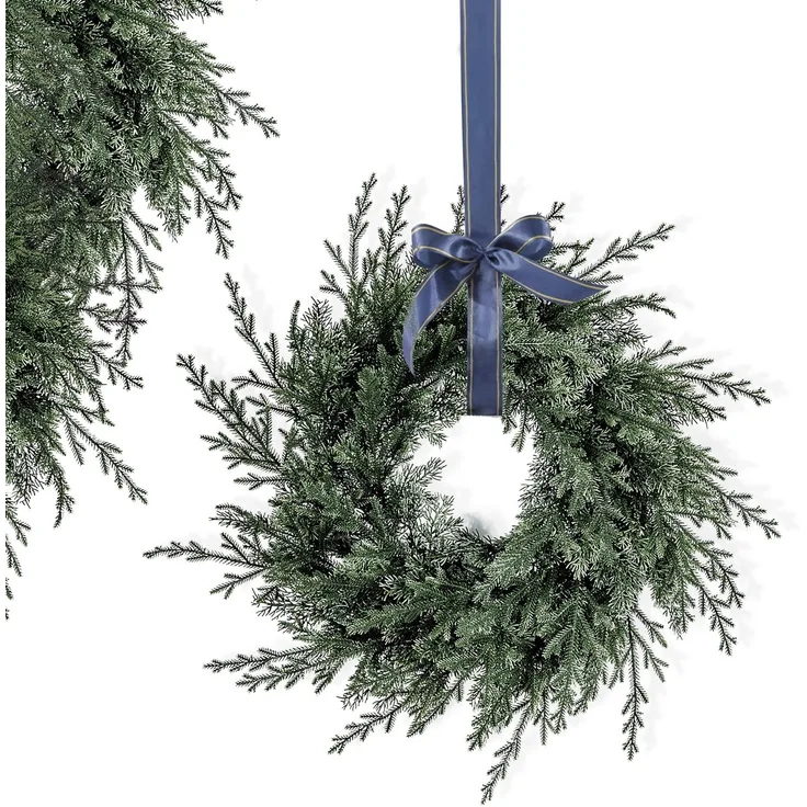 EveXmas Nordic Pine Weihnachtskranz Grün 65 cm, künstlicher Kiefernkranz mit strukturierten Nadeln, 96 Zweige, 480 PE-Spritzguss-Triebe, 100% PE