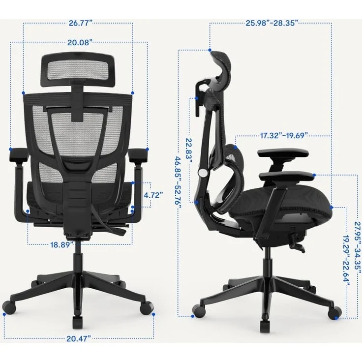 FLEXISPOT Bürostuhl Schreibtischstuhl Premium Ergonomischer C7 (Rückenlehne verstellbar 90°-128°, 2D-Kopfstütze, 3D-Armlehnen), Chef-Mesh-Bürostuhl, Computer-Bürostuhl, 130KG Tragkraft – Bild 2