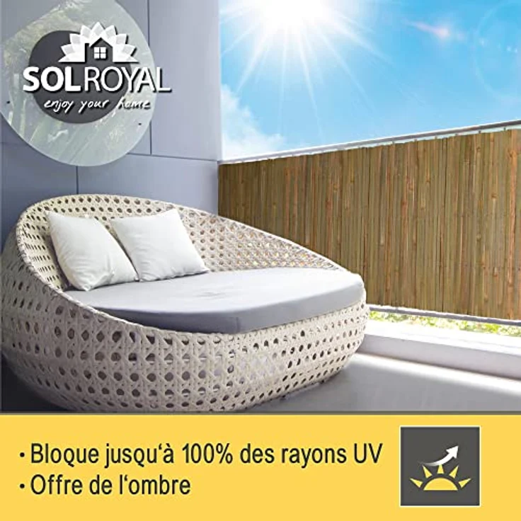 Sol Royal Bambus Sichtschutz 120 hoch – FSC® Balkon Sichtschutz Garten Bambusmatte als Wind- & Blickschutz für Garten Zaun 120x300 cm – Natursichtschutz Witterungsbeständig – B89 – Bild 5