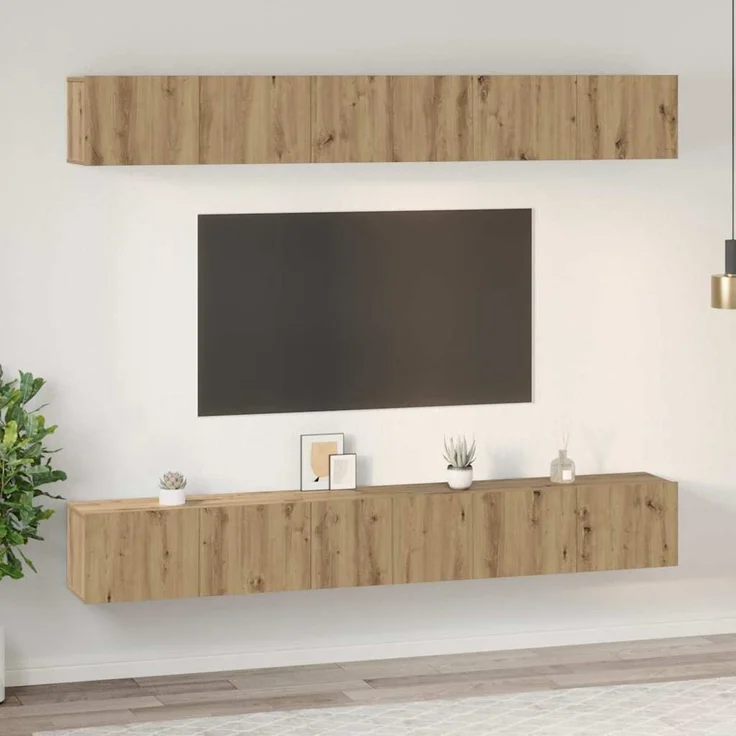 vidaXL TV-Schrankset Wandmontiert 6 pcs Artisan-Eiche Holzwerkstoff 3393476 – Bild 3