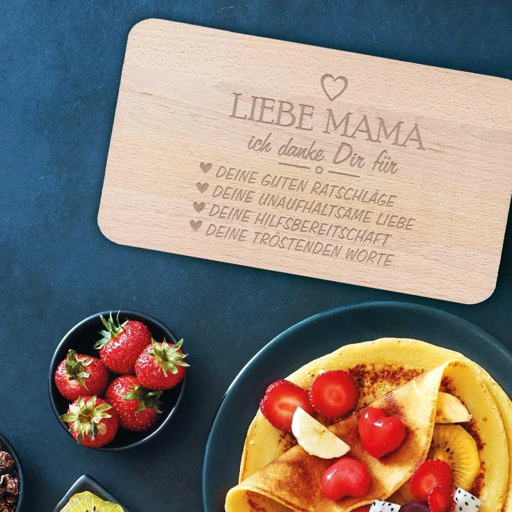 GRAVURZEILE Schneidebrett - Danke für alles Mama - Frühstücksbrettchen - Zum Muttertag, Buchenholz, Geschenkidee für Mama – Bild 4