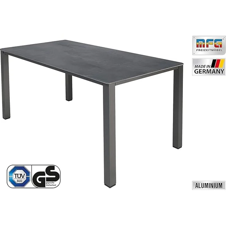MFG Lofttisch mit wetterfester Tischplatte, Beton anthrazit, 160x90 cm – Bild 3
