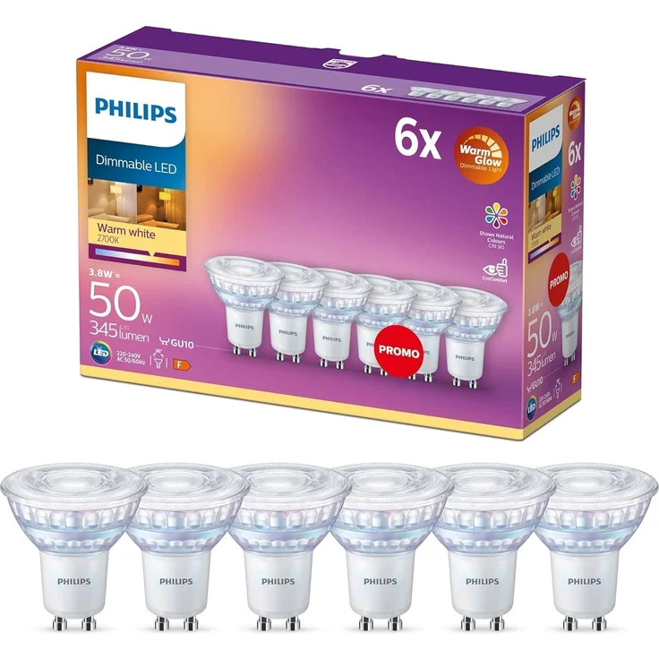 Philips LED-Lampe LEDClassic 50W GU10 WW 36D WGD 6CT/4 GU10 – Bild 1