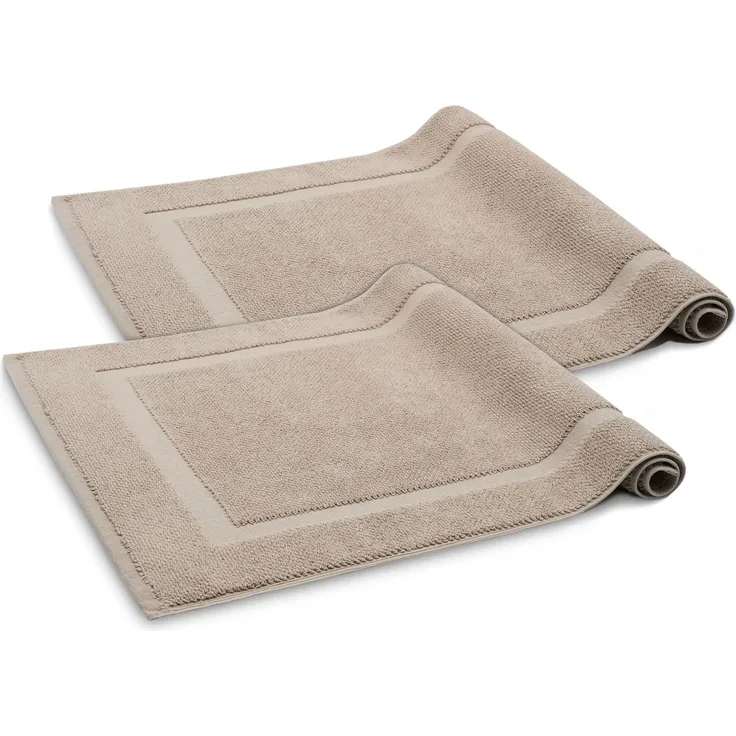 ZOLLNER 2er Set Badevorlagen, 100% Baumwolle, 50x80 cm, stone