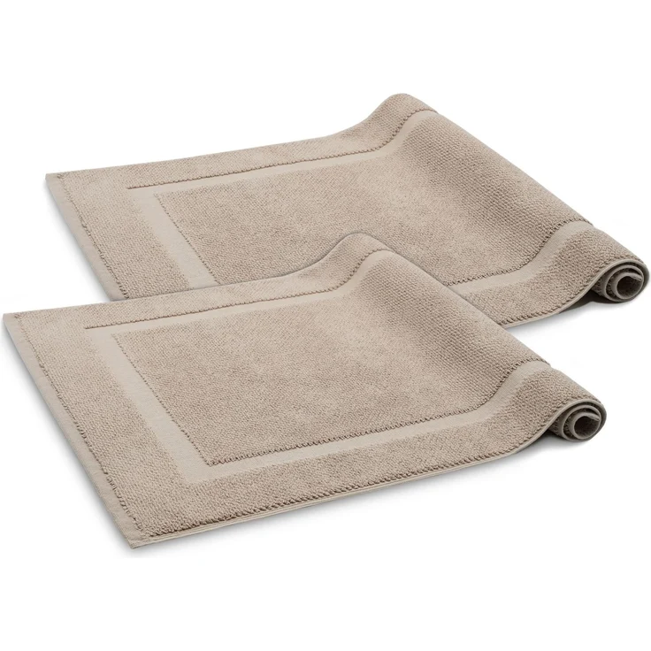 ZOLLNER 2er Set Badevorlagen, 100% Baumwolle, 50x80 cm, stone – Bild 1