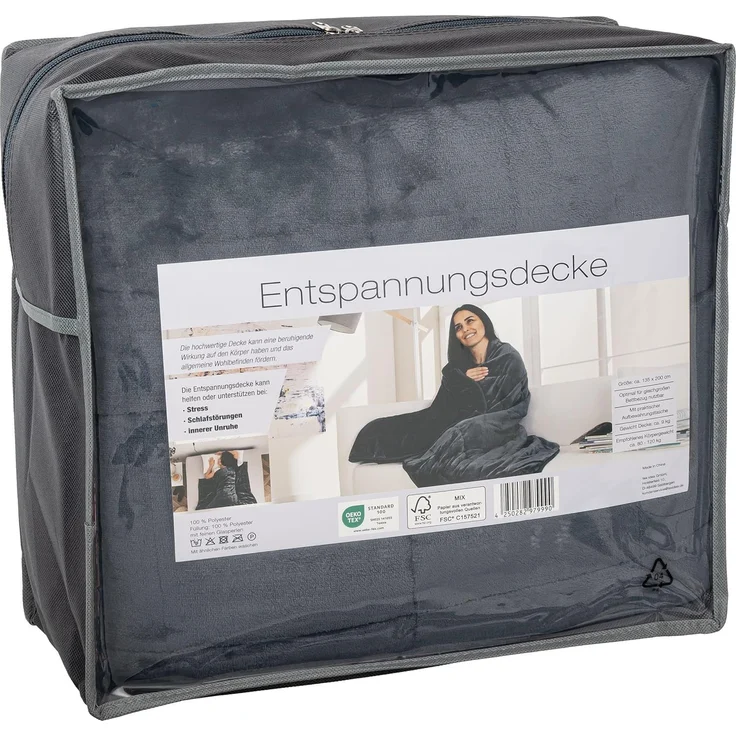 kamelshopping Gewichtsdecke 9 kg Gewichtsdecke, ca. 135 x 200 cm, weicher Polyester-Fleece-Bezug, Füllung: feine Glasperlen, Entspannungsdecke, Anti-Stress Decke, Therapiedecke – Bild 5