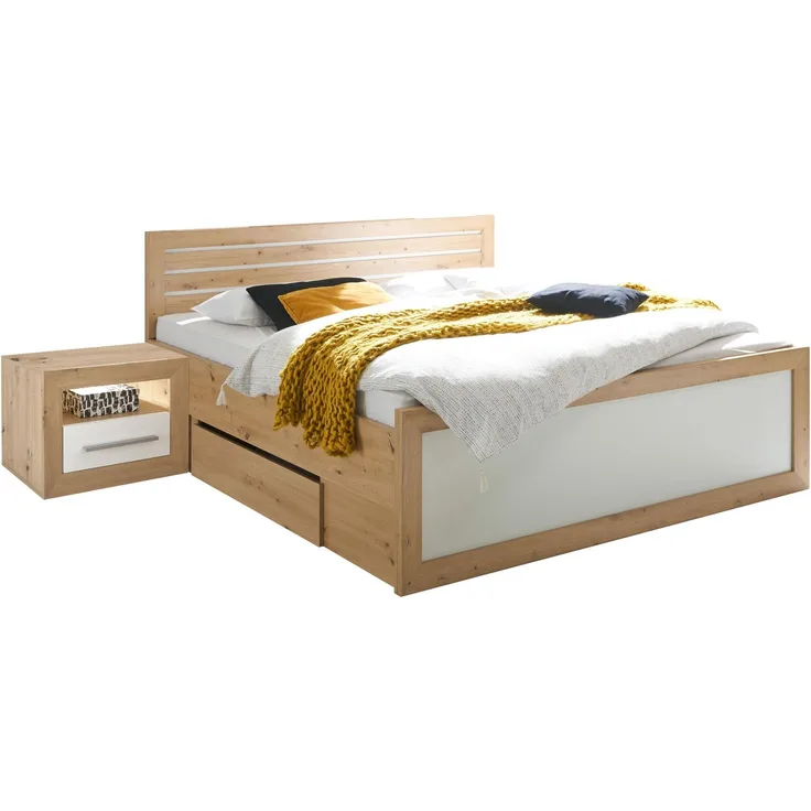 Bett >Frieda< in Artisan Eiche - 307x94x206cm (BxHxT)