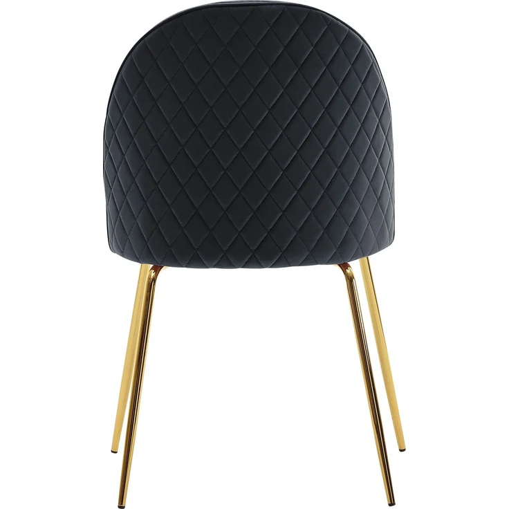 Esszimmerstuhl 2er Set Samt Schwarz gepolstert goldene Beine Skandinavisch – Bild 6