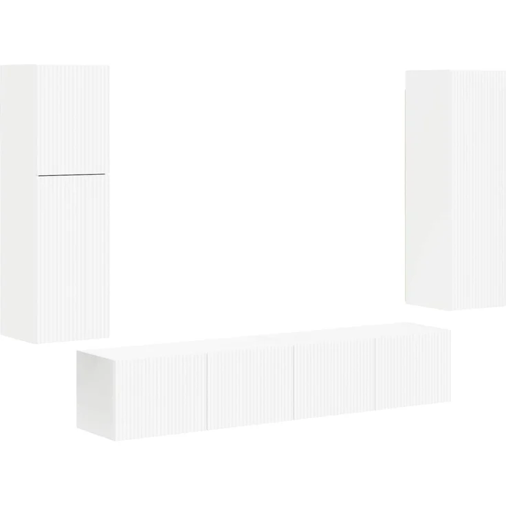 vidaXL TV-Schrankset Wandmontiert 4 pcs Weiß Holzwerkstoff 3409033 – Bild 2