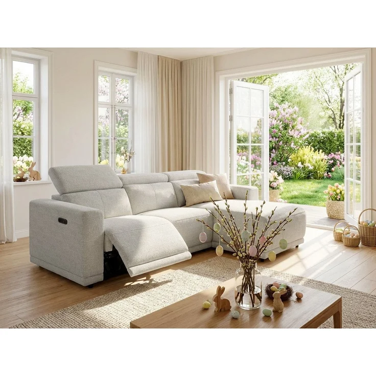OTTO home Ecksofa LEOON L-Form, 255 cm - elektr. Relaxfunktion, mit USB A/C-Anschluss. Federkern, verstellbaren Kopfstützen, Webstoff – Bild 5