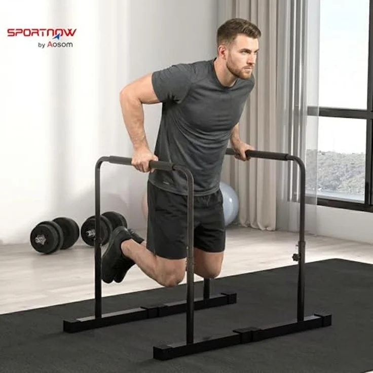 SPORTNOW Liegestützgriffe 2er Set 80-100 cm Höhenverstellbar Push up Bars (Parallettes, 2-St, Push Up Griffe), für Muskeltraining und Krafttraining Stahl Schwarz – Bild 2