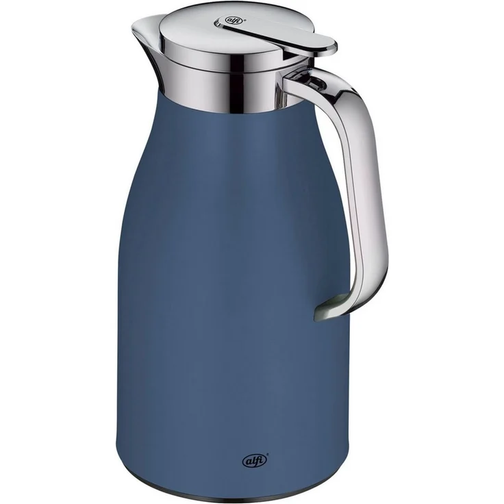 alfi SKYLINE 1,0l, deep water, Edelstahl-Isolierkanne mit hygienischem Hartglaseinsatz, Drehverschluss mit bequemer Drucktaste, ergonomischer Griff, ideal als Kaffeekanne, Teekanne, BPA-frei – Bild 3