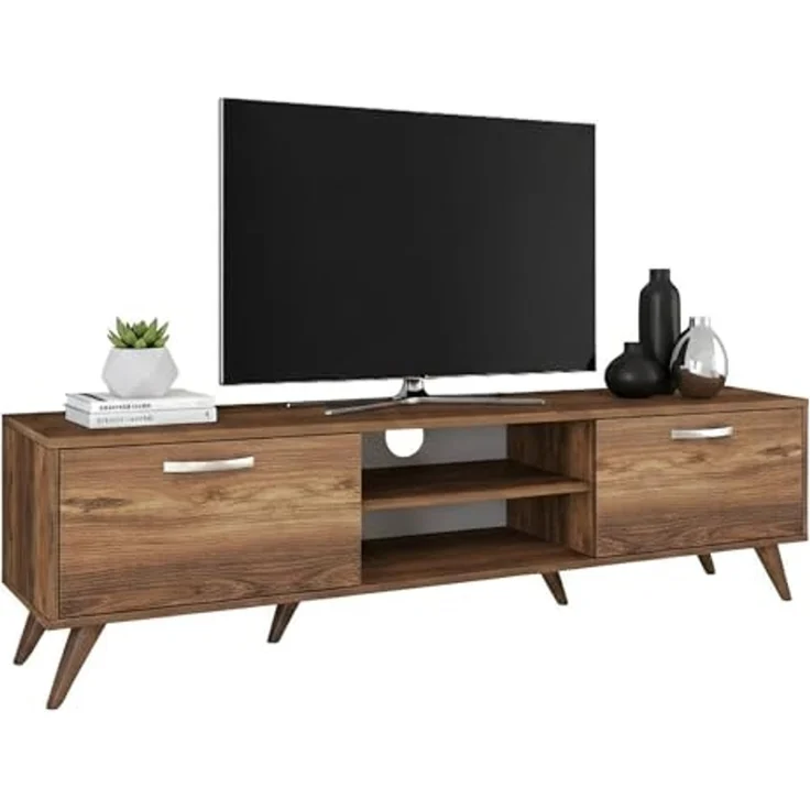 Dmora Aldh, Sideboard, Wohnzimmerschrank, niedriger Schrank für TV, Wandbasis, 180 x 35 x 49 cm, Walnuss – Bild 2