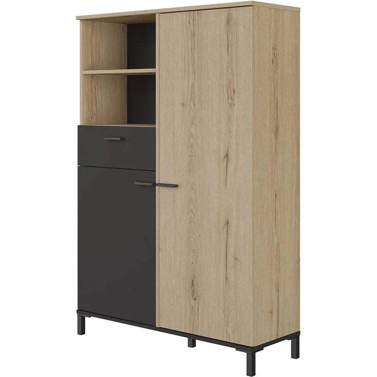 Calicosy Aufbewahrung oben 1 Schublade und 2 Türen H150 cm - TRUST - Braun – Bild 3