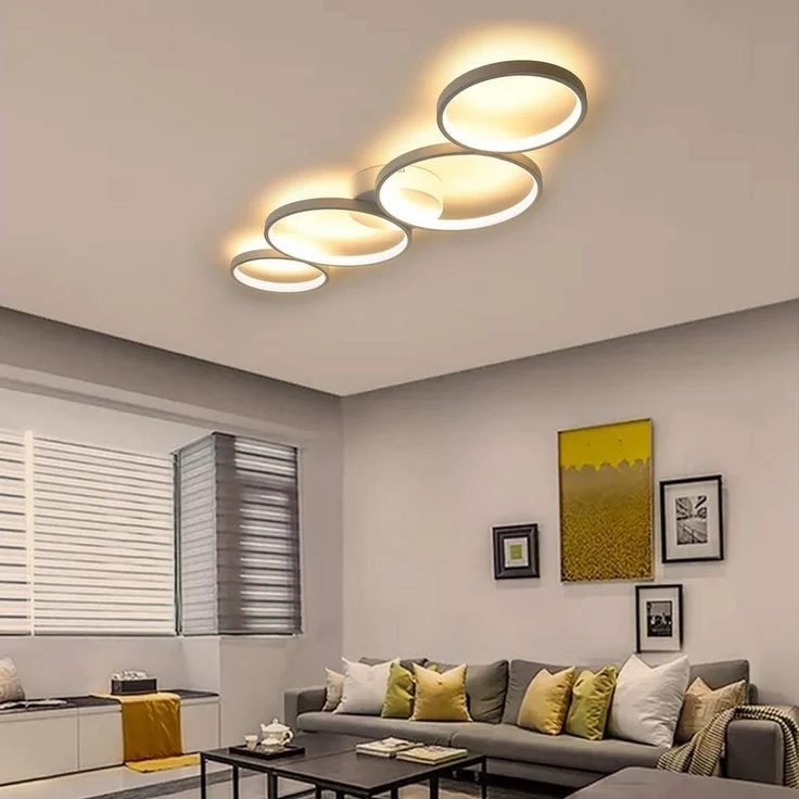 Nettlife LED Deckenleuchte Schwarz Dimmbar 4 Flammig 56W Schlafzimmer Innen Ringoptik, Dimmbar mit Fernbedienung, LED fest integriert, Warmweiß, Neutralweiß, Kaltweiß, für Schlafzimmer Wohnzimmer Büro Arbeitszimmer – Bild 2