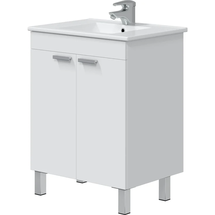 Waschtisch-Set >KIT< in Weiß glänzend - 60x80x45 (BxHxT) – Bild 1