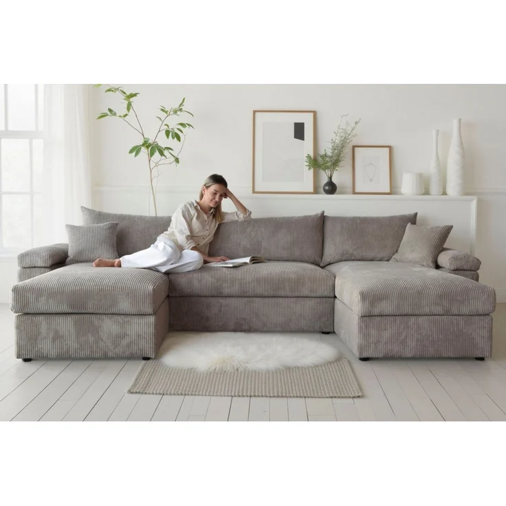 OTTO home Wohnlandschaft Cosy U-From Breite 309 cm, Sitzaufbau im Sandwich-Federkern, Bezüge in Cord oder Struktur weich wählbar mit Kaltschaumauflage – Bild 1